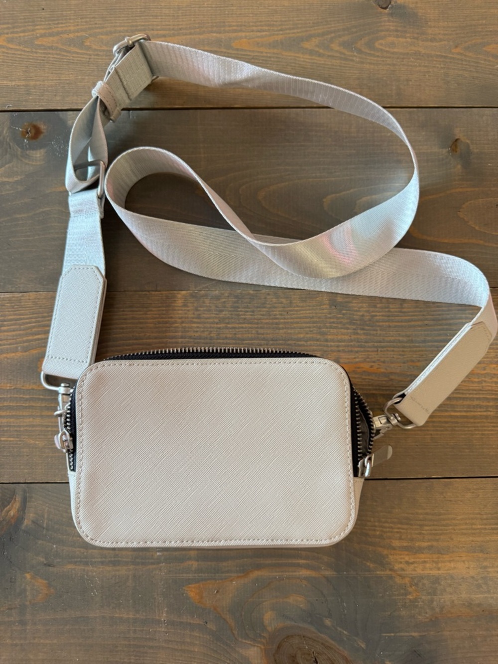 ASOS DESIGN Gray Faux Leather Camera Crossbody Bag Adjustable Strap